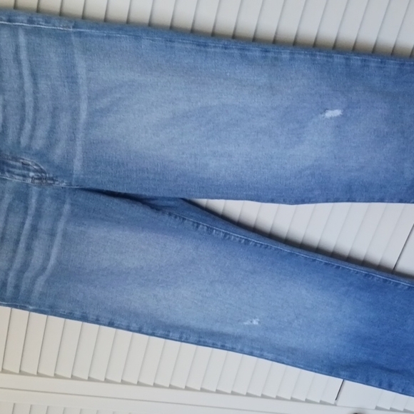 𝅺FASHION Nova Straight Leg Split Hem High Rise Blue Jeans, Size 13 - Picture 4 of 16
